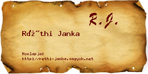 Réthi Janka névjegykártya